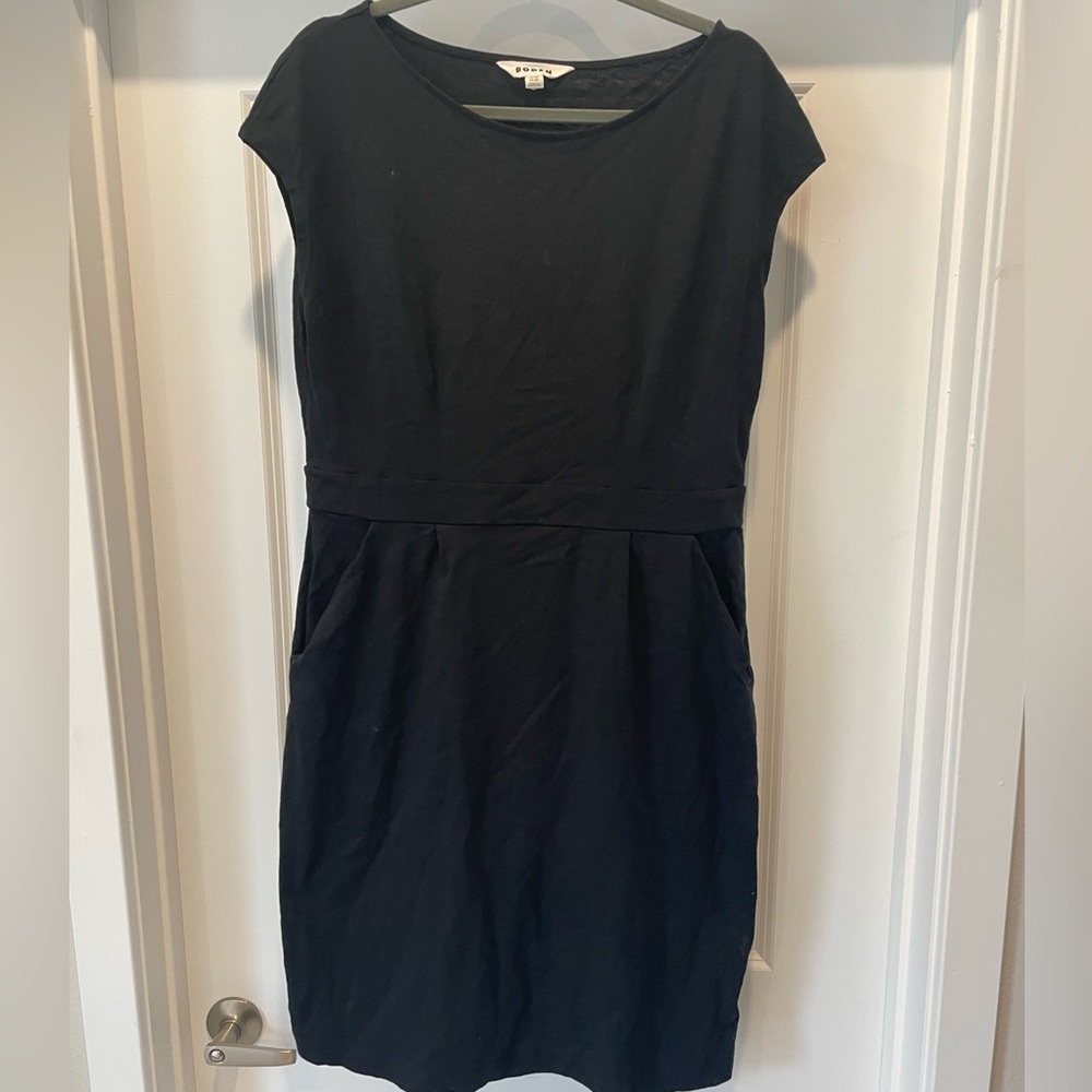 Boden Black Pleated Sheath Dress